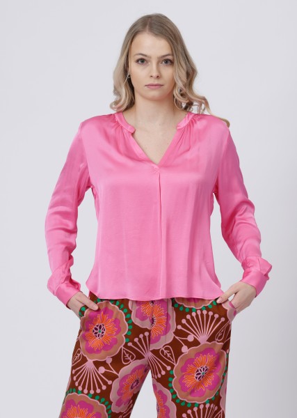 Bluse mit V-Auschnitt in soft pink