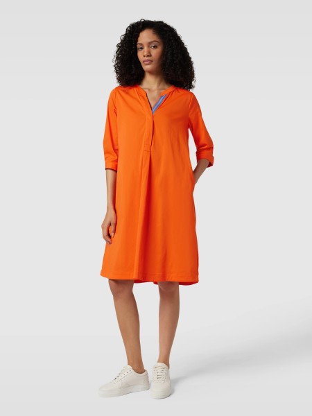 Knielanges Kleid mit 3/4 Arm in orange
