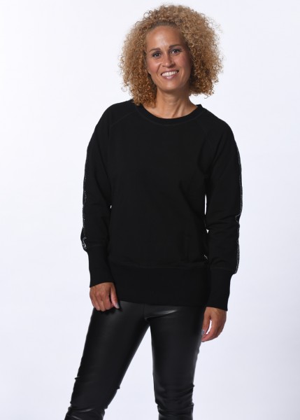 Lässiges Sweatshirt in schwarz mit Lurex-Kontraststreifen