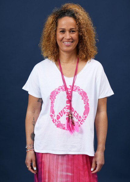 T-Shirt mit Peace Aufdruck in pink