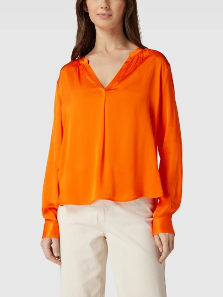 Bluse mit V-Auschnitt in orange